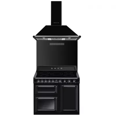 Pack piano Smeg Victoria 100cm induction (noir) avec hotte et cr�dence