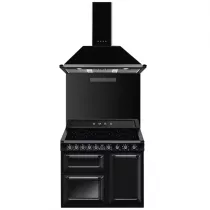 Pack piano Smeg Victoria 100cm induction (noir) avec hotte et crédence