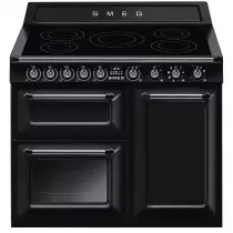 Pack piano Smeg Victoria 100cm induction (noir) avec hotte