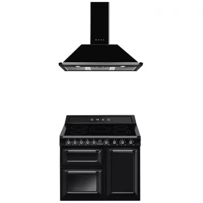 Pack piano Smeg Victoria 100cm induction (noir) avec hotte