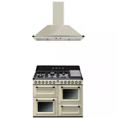 Pack piano Smeg Victoria 110cm gaz (cr�me) avec hotte