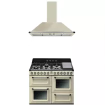 Pack piano Smeg Victoria 110cm gaz (crème) avec hotte