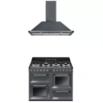 Pack piano Smeg Victoria 110cm gaz (gris ardoise) avec hotte