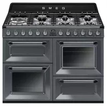 Pack piano Smeg Victoria 110cm gaz (gris ardoise) avec hotte
