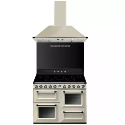 Pack piano Smeg Victoria 110cm induction (cr�me) avec hotte et cr�dence noire