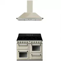 Pack piano Smeg Victoria 110cm induction (crème) avec hotte