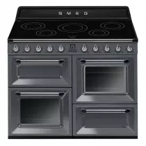 Pack piano Smeg Victoria 110cm induction (gris ardoise) avec hotte et crédence