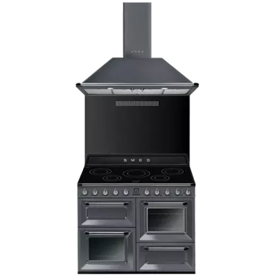 Pack piano Smeg Victoria 110cm induction (gris ardoise) avec hotte et cr�dence