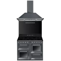 Pack piano Smeg Victoria 110cm induction (gris ardoise) avec hotte et crédence