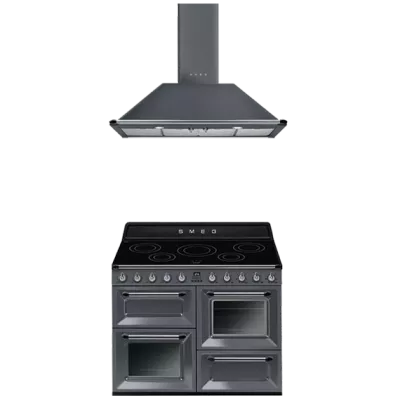 Pack piano Smeg Victoria 110cm induction (gris ardoise) avec hotte