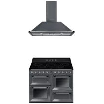 Pack piano Smeg Victoria 110cm induction (gris ardoise) avec hotte