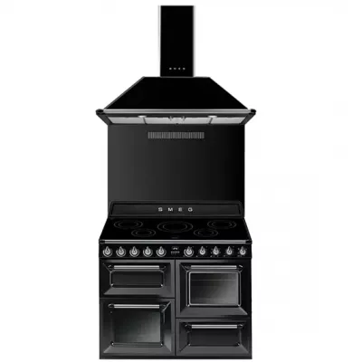Pack piano Smeg Victoria 110cm induction (noir) avec hotte et cr�dence