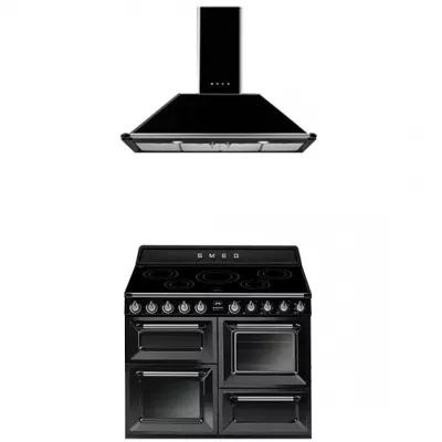Pack piano Smeg Victoria 110cm induction (noir) avec hotte