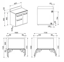 Pack piano Smeg Victoria 90cm gaz (noir) avec hotte et crédence noire