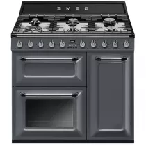 Pack piano Smeg Victoria 90cm gaz gris ardoise avec hotte