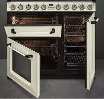 Pack piano Smeg Victoria 90cm gaz noir avec hotte