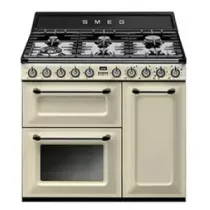 Pack piano Smeg Victoria 90cm gaz noir avec hotte
