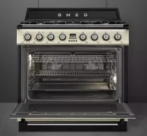 Pack piano Smeg Victoria 90cm gaz noir avec hotte