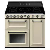 Pack piano Smeg Victoria 90cm induction (crème) avec hotte 