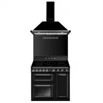 Pack piano Smeg Victoria 90cm induction (noir) avec hotte et crédence 