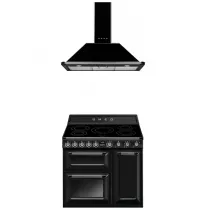 Pack piano Smeg Victoria 90cm induction (noir) avec hotte