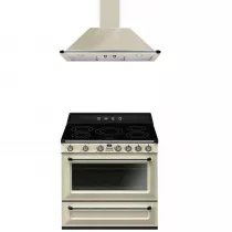 Pack piano Smeg Victoria 90cm induction crème  avec hotte