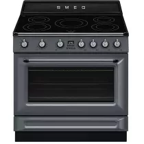 Pack piano Smeg Victoria 90cm induction gris ardoise avec hotte