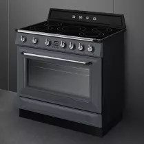 Pack piano Smeg Victoria 90cm induction gris ardoise avec hotte