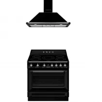 Pack piano Smeg Victoria 90cm induction noire avec hotte