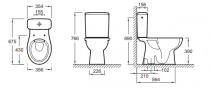 Pack WC à poser Patio sans bride sortie verticale avec abattant Blanc - JACOB DELAFON Réf. E20209-00
