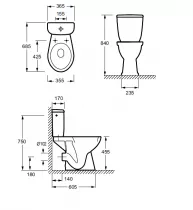 Pack WC au sol sur&eacute;lev&eacute; PMR sans bride, sortie horizontale Blanc brillant- JACOB DELAFON R&eacute;f. E38552-00