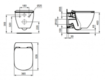 Pack WC Idéal Standard Tesi sans bride avec abattant + Bâti-support autoportant + plaque de commande 