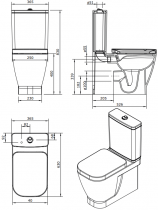 Pack WC Look Rimflush sortie horizontale / alimentation par dessous / abattant Slowclose Blanc  - SANINDUSA Réf. 134926004