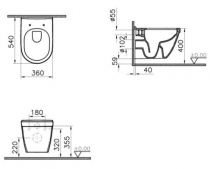 Pack WC suspendu S50 sans bride avec abattant Slim frein de chute Blanc - VITRA Réf. 5956B0036136