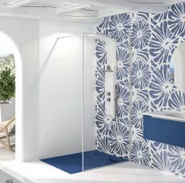 Panneau mural Kinewall Design 100x250cm Fa&iuml;ence tiss&eacute; bleu marine rosace - KINEDO R&eacute;f. PM689