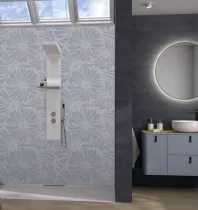 Panneau mural Kinewall Design 125x250cm Fa&iuml;ence tiss&eacute; bleu rosace - KINEDO R&eacute;f. PM888