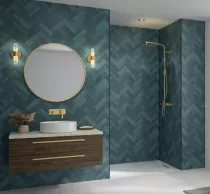 Panneau mural Kinewall Design 150x250cm Zellige lagon chevrons - KINEDO R&eacute;f. PM1073