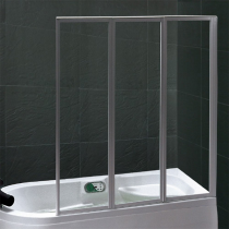 Pare-bain 3 volets 140cm verre transparent profilé Chromé - OZE Réf. PRB3VTC