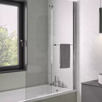 Pare-bain avec volet pivotant Columba 2 110cm profil� Chrom� verre transparent  - KINEDO R�f. PB121CTNE