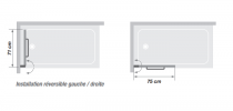 Pare-bain Columba 1 75cm profilé chromé verre transparent - KINEDO Réf. PB120CTNE