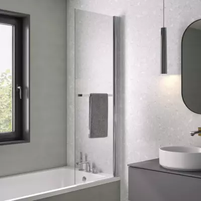 Pare-bain Columba 1 75cm profil� chrom� verre transparent - KINEDO R�f. PB120CTNE