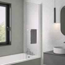 Pare-bain Columba1 1 volet relevable 75cm profilé blanc verre transparent - KINEDO Réf. PB120BTNE