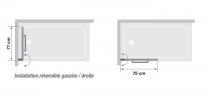 Pare-bain Columba1 1 volet relevable 75cm profilé blanc verre transparent - KINEDO Réf. PB120BTNE