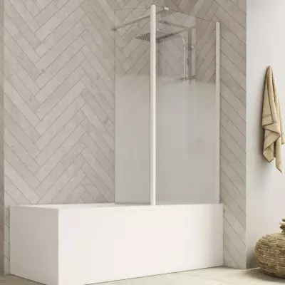 Pare-bain fixe Hydra 80cm profil� blanc s�rigraphie Cosmos - KINEDO R�f. PB130BCOE