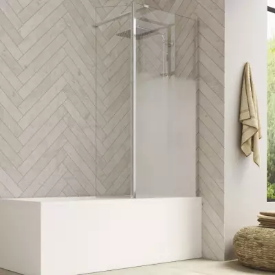 Pare-bain fixe Hydra 80cm profil� chrom� s�rigraphie Cosmos - KINEDO R�f. PB130CCOE
