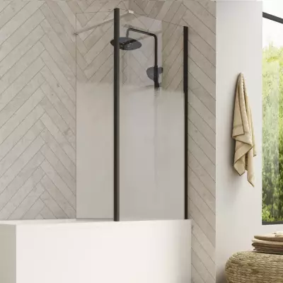 Pare-bain fixe Hydra 80cm profil� Noir verre Cosmos - KINEDO R�f. PB130NCOE