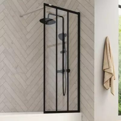 Pare-bain fixe Hydra 80cm profil� Noir verre Factory - KINEDO R�f. PB130N2BVE