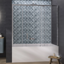 Pare-bain Pegasus 2 160cm profilé Chromé verre transparent / fixe à droite - KINEDO Réf. PB160CTNED