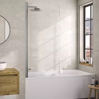 Pare-bain pivotant Lyra 80cm profil� Chrom� verre transparent - KINEDO R�f. PB140CTNE