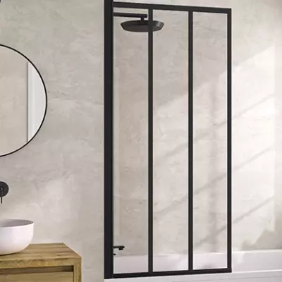 Pare-bain pivotant Lyra 80cm profil� Noir verre Factory - KINEDO R�f. PB140N2BVE